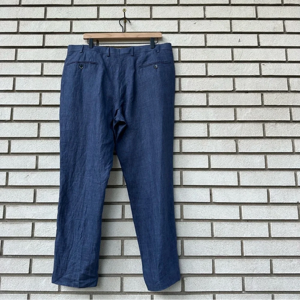 Brioni Florence Modern Fit Blue Linen Dress Pants 38R 48R Italy Puro Lino